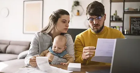 family doing bills - listing