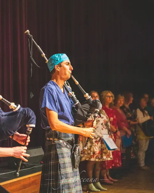 Louis Newman on bagpipes